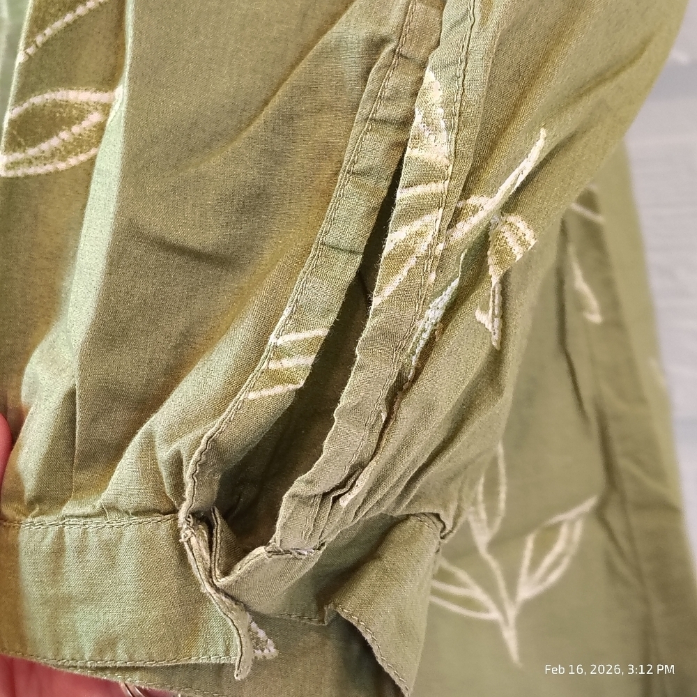 UTSA WOMENS LG GREEN LEAF PATTERN EMBROIDERED TUNIC 100% COTTON INDIAN ETHNIC - Picture 7 of 10
